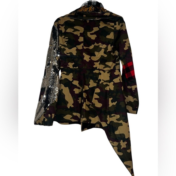 Asymmetrical Camo, Plaid, & Sequins Jacket - Picture 2 of 10